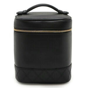 CHANEL Black Leather Logo Pouch